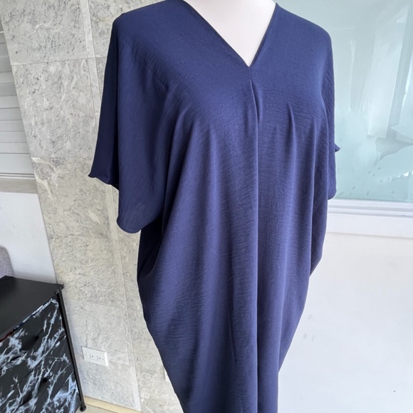 0051/ Navy Color Kaftan with Polyester Crinkle Crepe Material - Picture 9 of 9